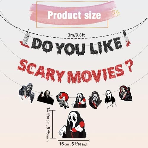 Scream Party Decorations with Glitter Banner and Garland