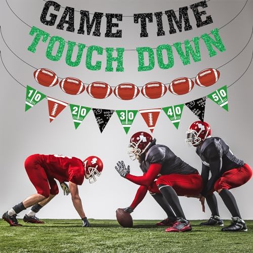 Game Time Touch Down Football Banner - Pre Strung 98ft Decor