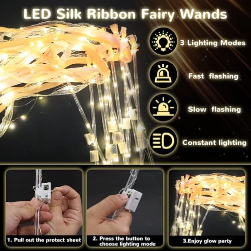 36PCS LED Light Up Wands with Bells and Ribbons for Parties