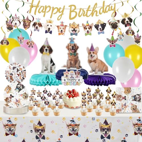 QILICHZ 165Pcs Dog Birthday Party Decorations