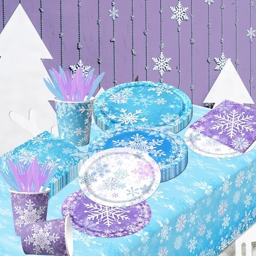 143pcs Snowflake Themed Party Set for Winter Birthday