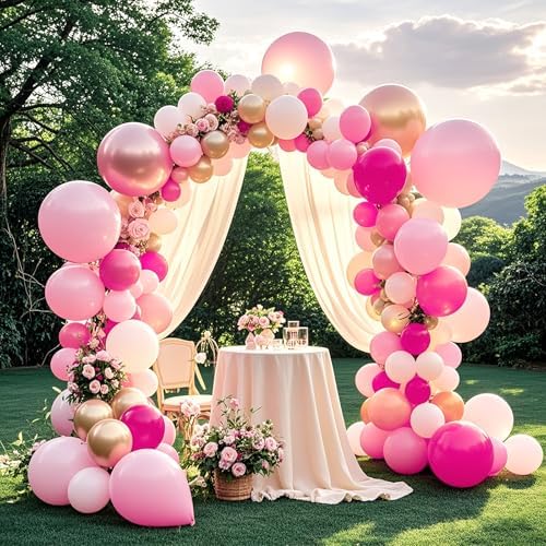 Pink and Rose Gold Balloon Set 12 Inches 70 Pcs Party Balloons