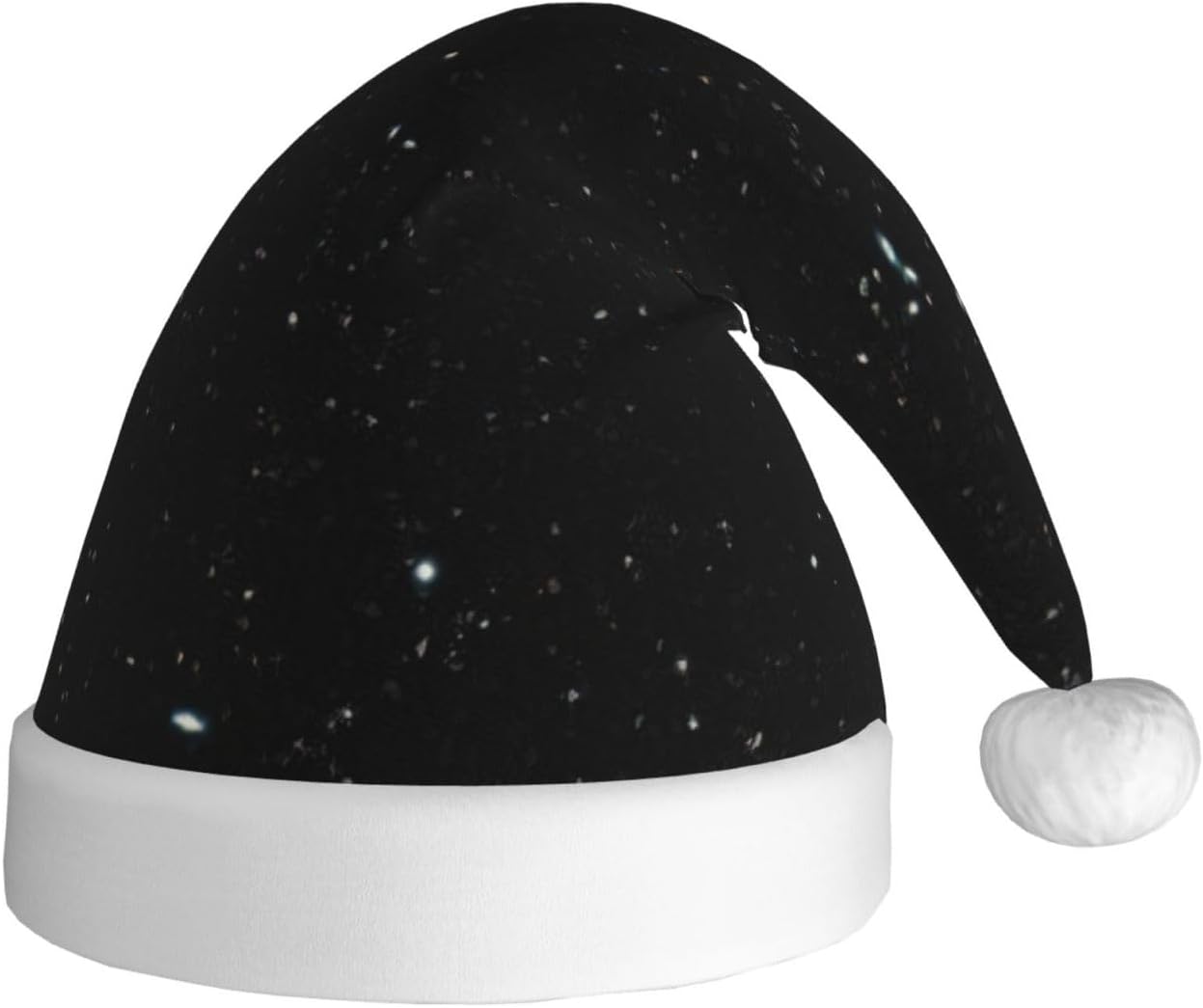 QINZHENG Personalized Santa Hat with Black Glitter Print for Women and Adults