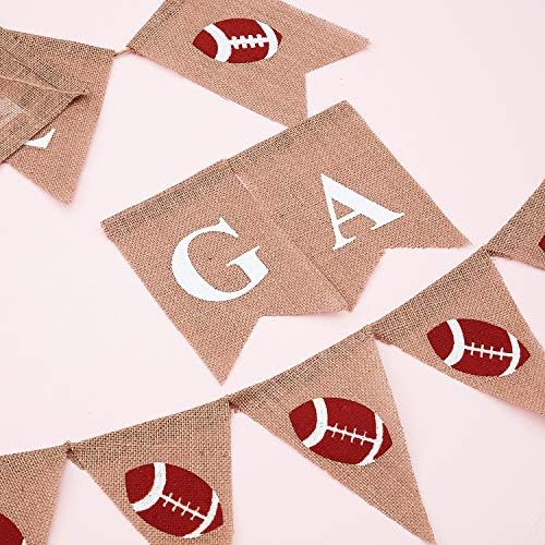 2 Piece Burlap Football Banner 115ft Party Decorations