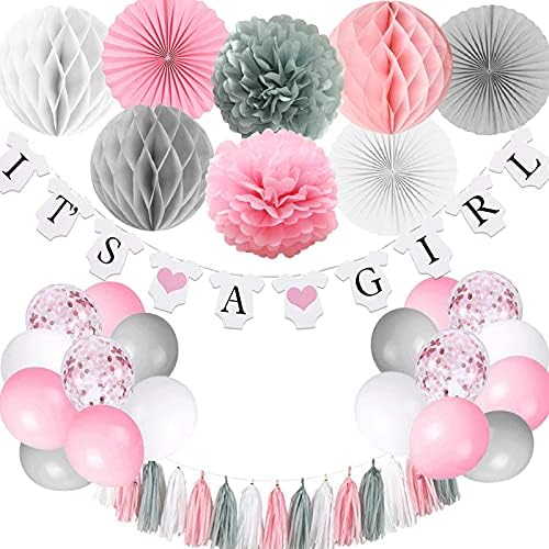 Baby Shower Decorations for Girl Pink and Grey