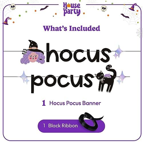 Hocus Pocus Halloween Banner - Witch Cat Decor