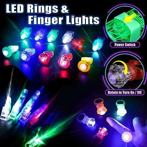 Glow in the Dark Party Supplies with 100 Glow Sticks and LED Toys