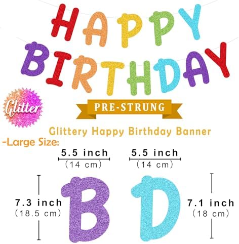 Rainbow Birthday Banner with Paper Tassel Garland