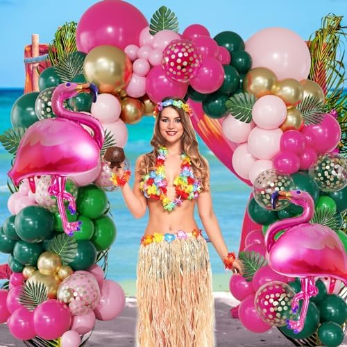 156Pcs Tropical Flamingo Balloon Garland Kit