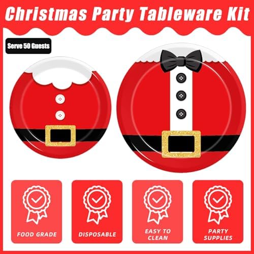 200Pcs Santa Claus Christmas Plates Napkins Set