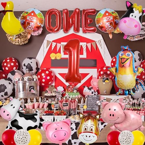 Farm Birthday Balloon Set for 1 Year Old
