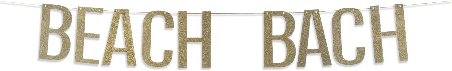 BEACH BACH Gold Glitter Banner - 5ft Pre-Assembled