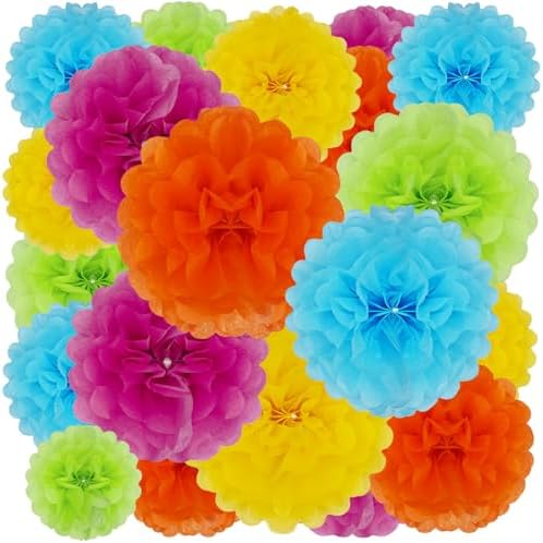 Tissue Paper Pom Poms 20 Piece Set 6 10 12 14 Inch