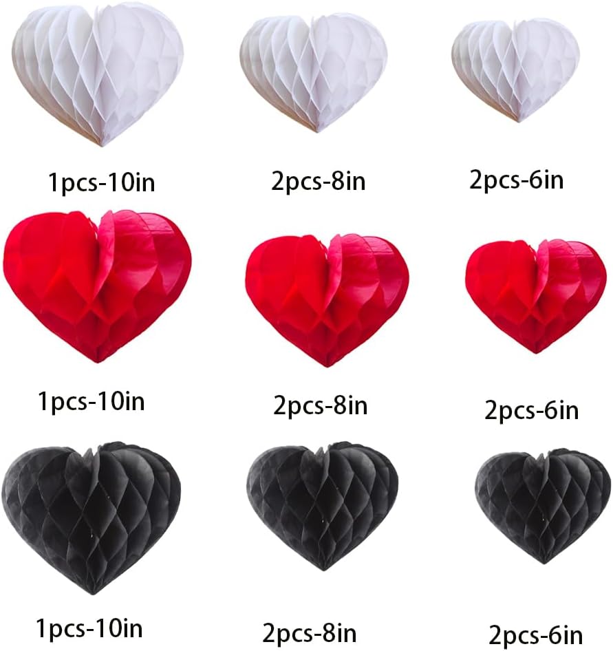 Honeycomb Ball Paper Hearts 15pcs Party Decorations