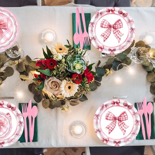 Pink Bow Birthday Party Set for 24 Guests