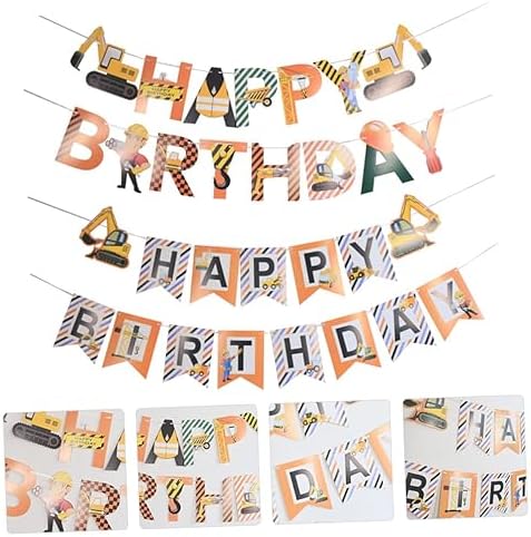 2pcs Excavator Themed Birthday Banners for Boys and Girls