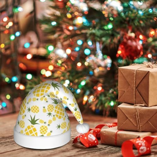 QINZHENG Pineapple Santa Hat Personalized Velvet Plush Christmas Hat for Women Adult