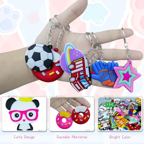 75PCS Cartoon Keychains Bulk for Kids