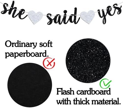 He Asked She Said Yes Banner Black Glitter Bunting Engagement Sign