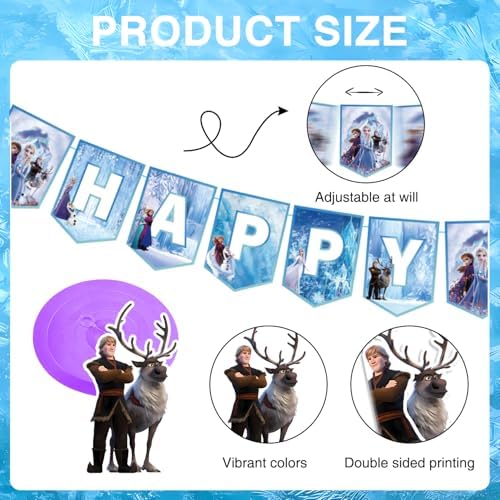 Cute Cartoon Birthday Decorations Banner and Swirls