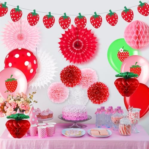 Outus Strawberry Party Decorations Hanging Set