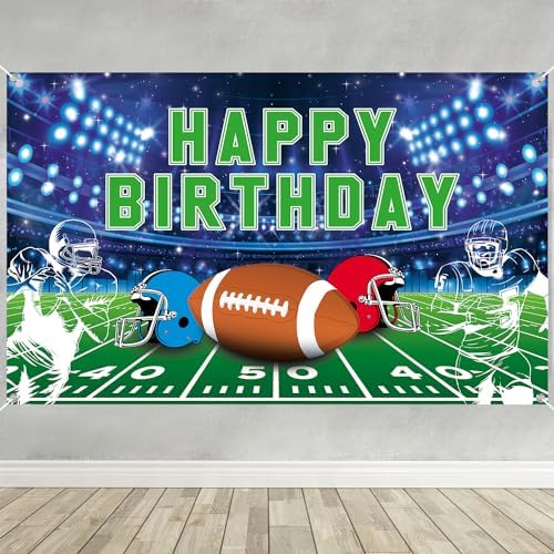 Football Birthday Banner - Party Backdrop Decoration