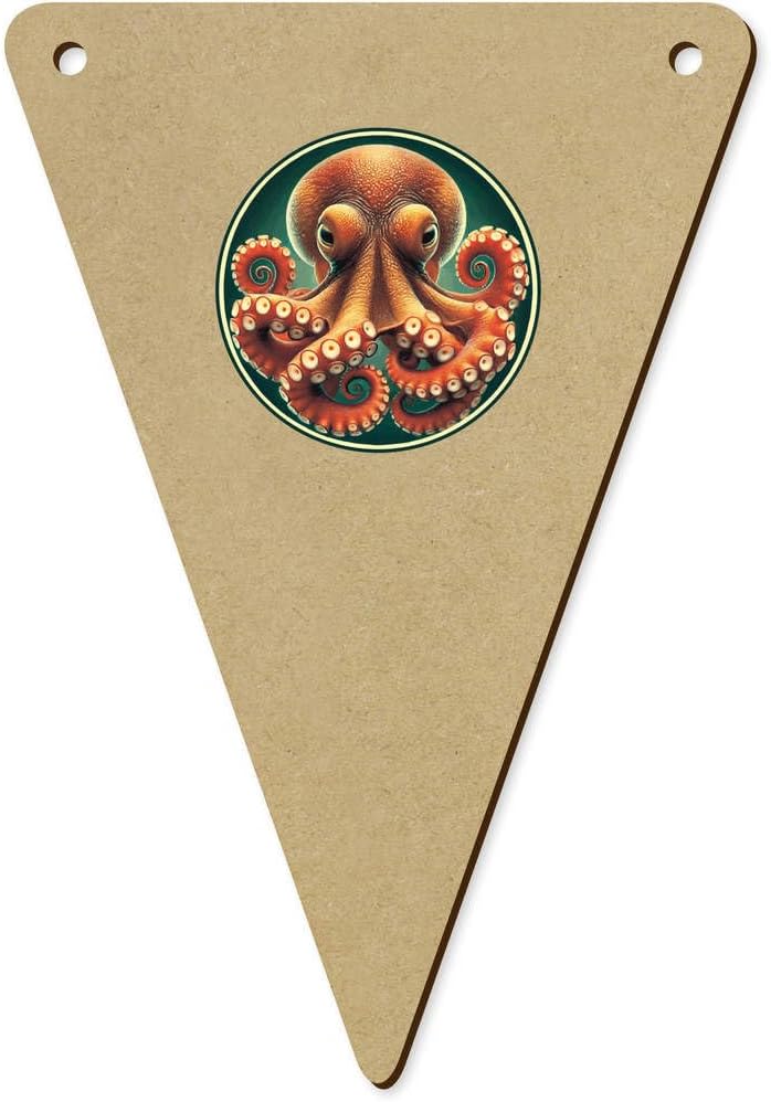 5 x 140mm Angry Octopus Wooden Bunting Flags