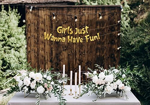 Girls Just Wanna Have Fun Neon Gold Glitter Banner