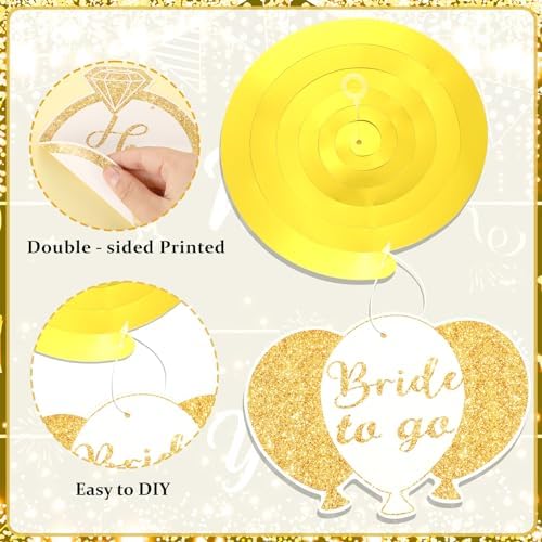 White Gold Engagement Party Decorations Banner with Hanging Swirls