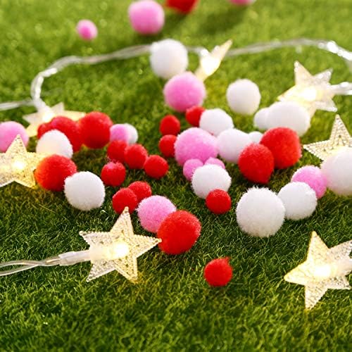 Sumind 300 Pcs Valentine Pom Poms Craft Kit