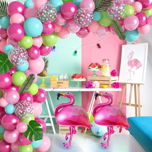 142Pcs Tropical Flamingo Balloons Garland Arch Kit