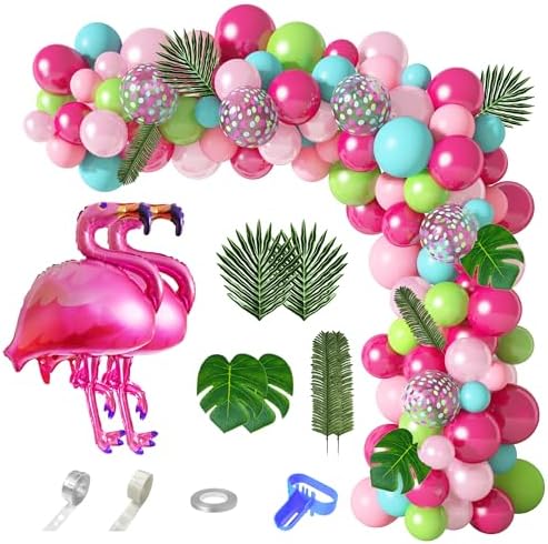 142Pcs Tropical Flamingo Balloons Garland Arch Kit
