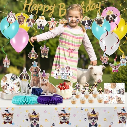QILICHZ 165Pcs Dog Birthday Party Decorations