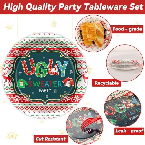 Christmas Ugly Sweater Party Tableware for 24 Guests