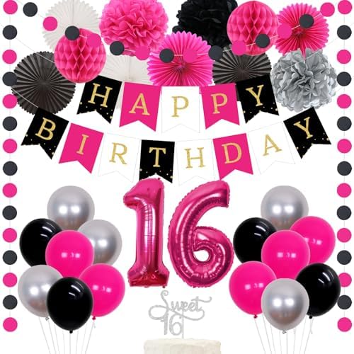 JOYMEMO 16th Birthday Decorations for Girls