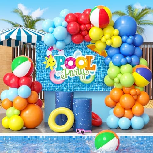 129Pcs Pool Party Decorations Birthday Supplies