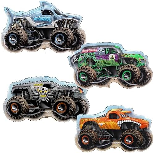 Toyland Pack Of 4 Monster Jam Truck Foil Balloons