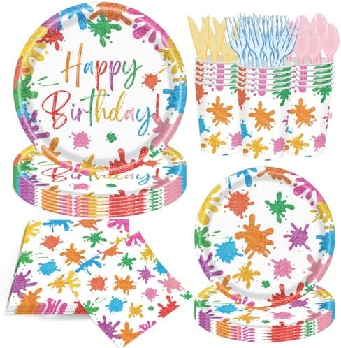 140PCS Paint Splatter Party Decorations Set