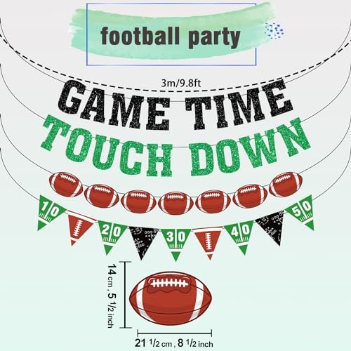 Game Time Touch Down Football Banner - Pre Strung 98ft Decor