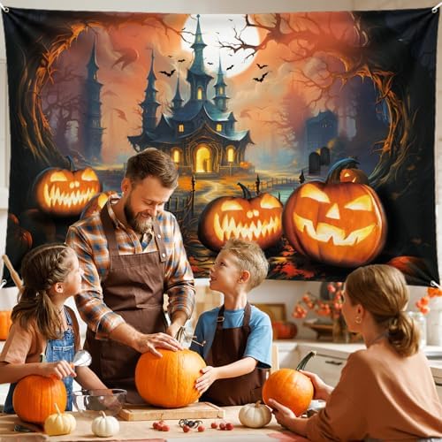 Halloween Banner Decoration with Castle and Pumpkins