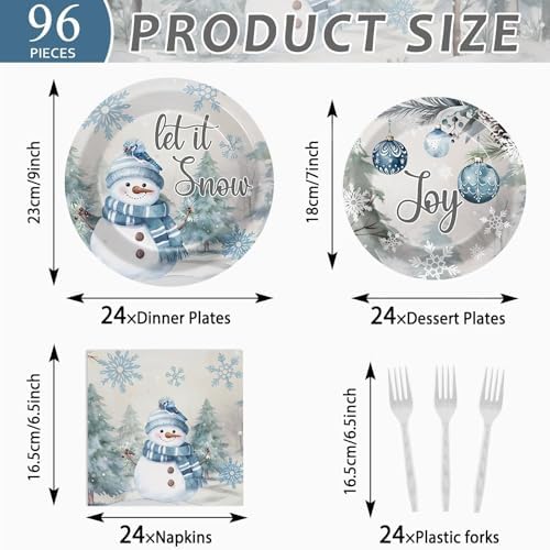 96pcs Christmas Party Plates and Napkins Set