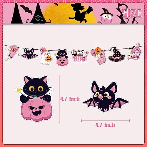 KUNGOON Halloween Happy Birthday Pink Black Banner