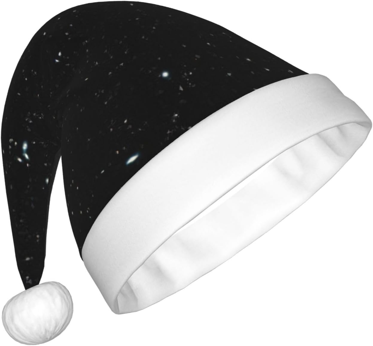 QINZHENG Personalized Santa Hat with Black Glitter Print for Women and Adults