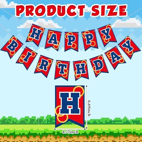 Red Blue and Golden Rings Birthday Banner