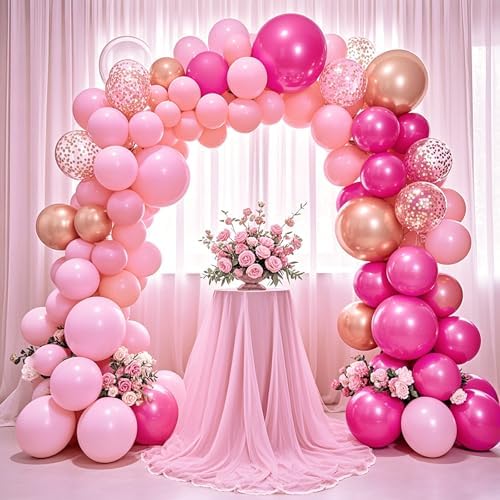 Pink and Rose Gold Balloon Set 12 Inches 70 Pcs Party Balloons
