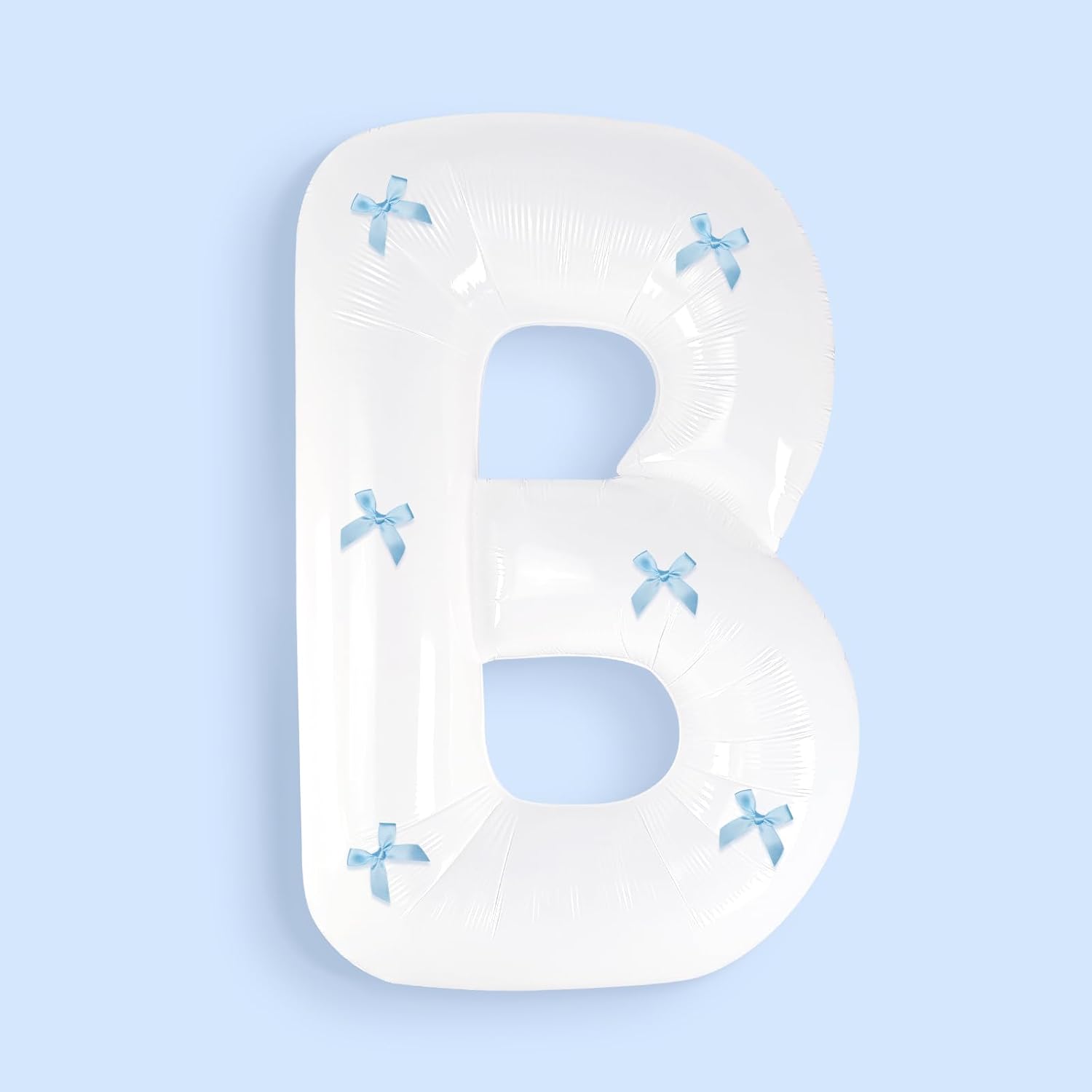 40 Inch White Jumbo Bride Balloons with Blue Bows