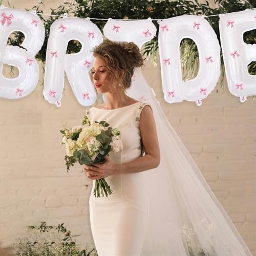 Pink Bow Bride Balloons 40 Inch for Wedding Decorations