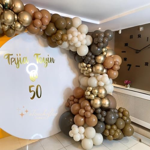 Brown and Gold Balloons Set for Birthday Decorations