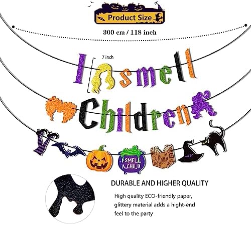 Pre-Strung I Smell Children Halloween Banner with Witches Hair