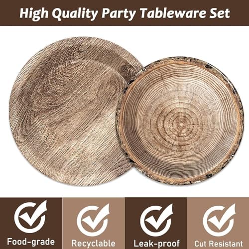200Pcs Rustic Wooden Tree Party Supplies for Kids